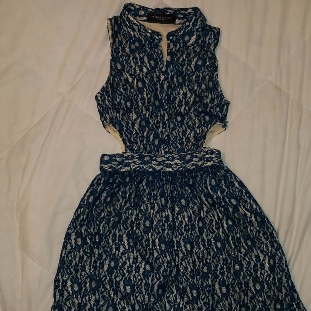 AKIRA Black Label Lace Green Dress with Cut Outs S